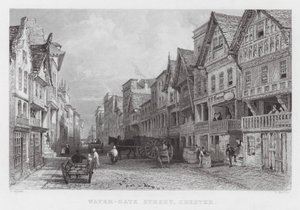 Water-Gate Street, Chester (gravura) de Thomas (after) Allom