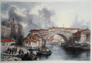 Porta oeste de Ching Keang Foo, c.1850 (cor litho) (versão a cores de 367544) de Thomas (after) Allom