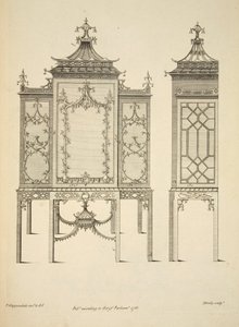 Design para um caso da China, pub. 1753 (gravura) de Thomas (after) Chippendale