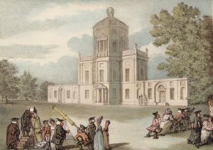 Uma Vista Sul do Observatório em Oxford (cor litho) de Thomas (after) Rowlandson