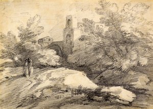 Paisagem (lápis) de Thomas (attr. to) Gainsborough