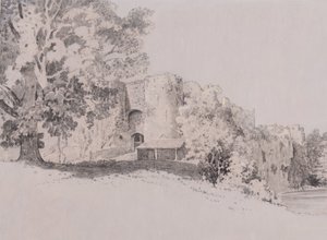 Castelo de Chepstow (caneta, pincel e tinta em um terreno de guache) de Thomas (attr. to) Tudor