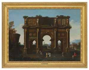 Um capricho arquitetónico com o Arco de Constantino (óleo sobre tela) de Thomas (circle of) Blanchet