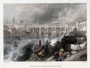 Ponte de alto nível sobre o Tyne em Newcastle, 1849 de Thomas Abiel Prior