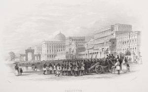Calcutá, a Esplanada, gravada por E. Radclyffe, da &39;Galeria de Retratos Históricos&39;, publicada em 1880 de Thomas Allom