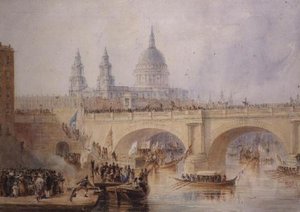 Desembarque do Senhor Prefeito na Ponte Blackfriars, c.1830 de Thomas Allom