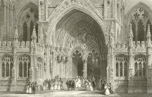 Entrada, para, catedral lincoln de Thomas Allom
