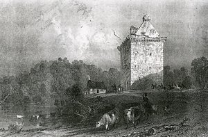 Gilnockie - ou torre de Johnny Armstrong (Dumfries-shire), gravada por Henry Adlard, 1937 de Thomas Allom