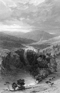 Força alta pelos Tees, Durham, c.1835 de Thomas Allom