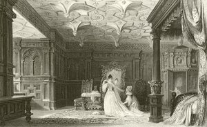 Interior, de, Sizergh, corredor, Westmorland de Thomas Allom