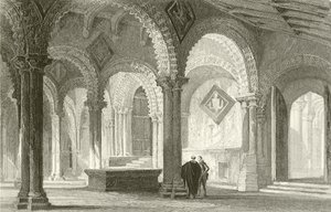A, galilee, oeste, fim, de, durham, catedral de Thomas Allom