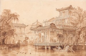 A Casa de um Comerciante Chinês perto de Cantão de Thomas Allom