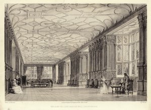 A Galeria Longa, Haddon Hall, Derbyshire (litotint) de Thomas Allom