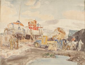 Coaling, North Quay, Akureyri, Islândia (aguarela sobre papel)