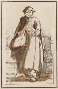 Quarenta Impressões Litográficas de Desenhos de Paisagem de Thomas Barker, seleccionadas a partir dos seus Estudos de Figuras Rústicas depois da Natureza: [Velha Mulher de Manto com as Mãos Rodeadas]