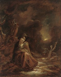 Cenas de "The Task", de William Cowper: uma paisagem de inverno ao luar com Crazy Kate em repouso em uma pista, 1785