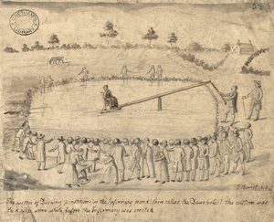 Ducking prostitutas, Manchester, 1819 (caneta e tinta no papel)