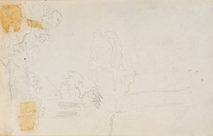 Uma paisagem e árvores (verso)