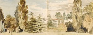 Vista de Merton Place, a partir de oeste, sobre os relvados e o rio de Thomas Baxter