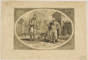 Fábula: Um homem mordido por um cachorro de Thomas Bewick