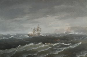 Naufrágio perto de uma costa rochosa de Thomas Birch