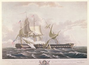 A batalha entre a constituição do USS e o HMS Guerriere de Thomas Birch