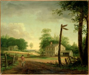 Wayside Inn na rota para Filadélfia de Thomas Birch