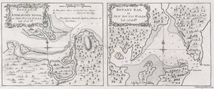 Cartas do Capitão James Cook com a entrada do Rio Endeavour e da Baía de Botany em Nova Gales do Sul de Thomas Bowen
