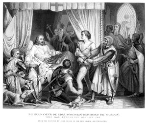 Rei Richard I 1157-1199, perdoando Bertrannd De Gurdun, final do século XIX.