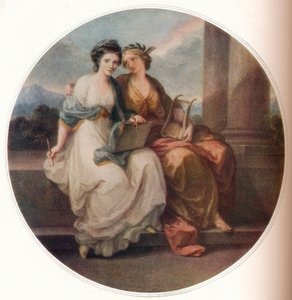 Angelica Kauffmann no personagem de design, ouvindo a inspiração da poesia, 1782, 1921