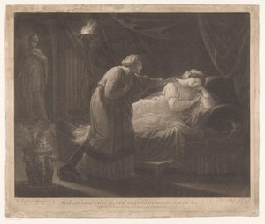 Penelope wordt gewekt porta Euryclea
Penelope despertada por Euryclea, com a notícia do regresso de Ulisses, e a morte dos pretendentes (título sobre o objecto)