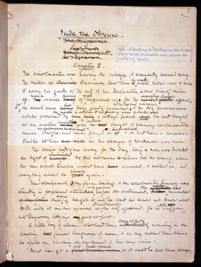 Ms 1-1911, p.1 Página de &39;Jude the Obscure&39;, c.1894 (tinta no papel) de Thomas Bush Hardy