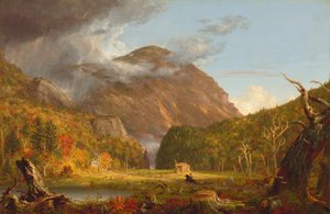 Uma vista da passagem da montanha chamada de entalhe das montanhas brancas (Crawford Notch) de Thomas Cole