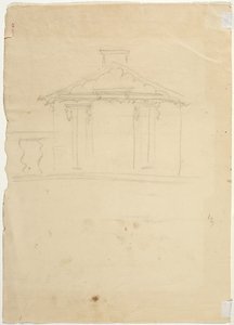 Desenho à mão livre de elevação do novo estúdio em Cedar Grove de Thomas Cole