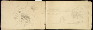 Hoosick ou Saddle Mountain e Lake perto de Pittsfield, c.1832 (lápis de grafite em papel de seda branco) (veja também 3514873) de Thomas Cole