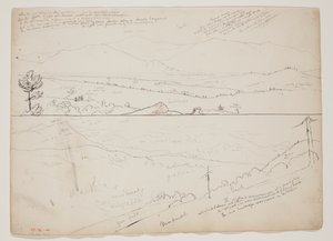 Vista para as montanhas Ossipee; vista com montanhas distantes de Thomas Cole