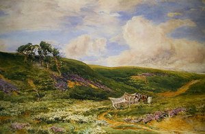 Paisagem com Carrinho (aguarela sobre papel) de Thomas Collier