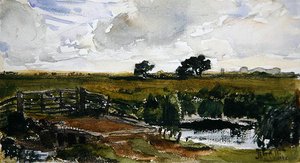 Prado perto de Arundel (aguarela sobre papel) de Thomas Collier