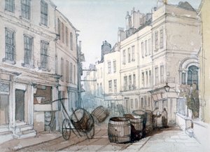 Bread Street Hill e St Nicholas Olave Churchyard, City of London, c1850 de Thomas Colman Dibdin