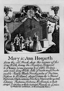 Cartão comercial para a loja de Mary e Ann Hogarths, 1807, 1827. de Thomas Cook