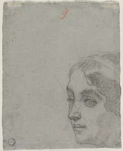 Cabeça de uma mulher verso, c. 1857 de Thomas Couture