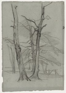 Estudo de paisagem com árvores de Thomas Couture