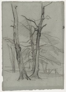Estudo da paisagem com árvores, c. 1870-1875. de Thomas Couture