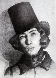 Retrato de Maurice Sand (1823-1889), filho de George Sand, 21 anos - Desenho sem data por Thomas Couture (1815-1879) - este desenho foi durante muito tempo considerado como sendo o da sua mãe George Sand de Thomas Couture