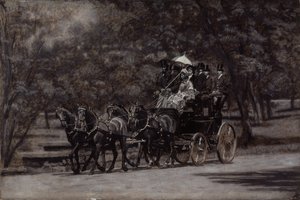 The Fairman Rogers Four-In-Hand (Uma manhã de maio no Parque) 1899 (óleo sobre tela) de Thomas Cowperthwait Eakins