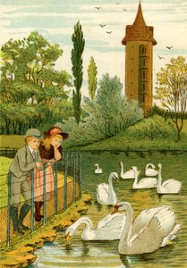 Zoológico de Paris - crianças vendo cisnes de Thomas Crane