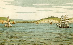 Falésias brancas de Dover vistas de uma travessia do Canal de Thomas Crane