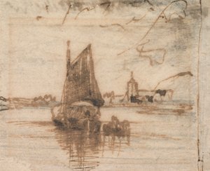 Um Barco à Vela Acalmado de Thomas Creswick