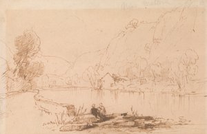 Pescador junto a um rio de Thomas Creswick
