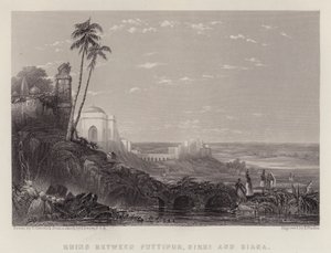 Ruínas entre Futtipur, Sikri e Biana (cor litho) de Thomas Creswick